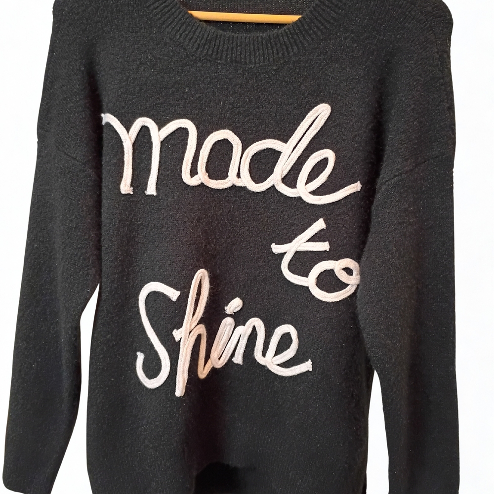 CBrand Womens Plus Size 2X Black Sweater Made To Shine Pullover Cozy Knit Winter